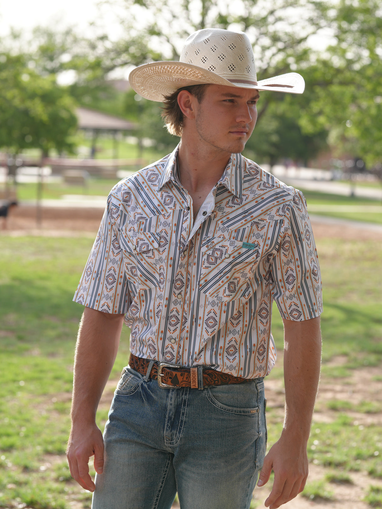 Men's Cowboy Tech Short Sleeve Pearl Snap - SKCL2023137