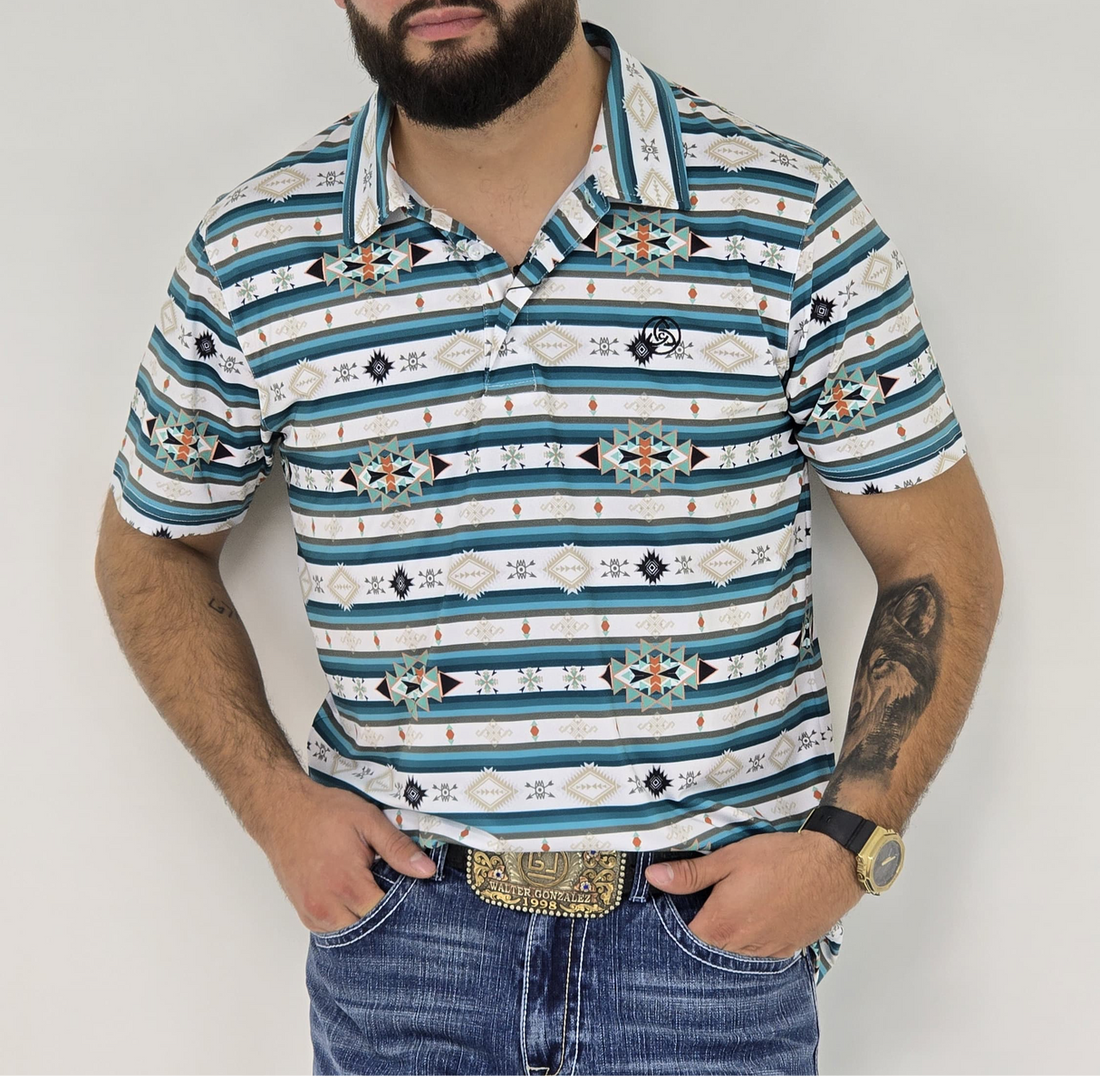 Men's Aztec Teal Polo - SKCL2024P18