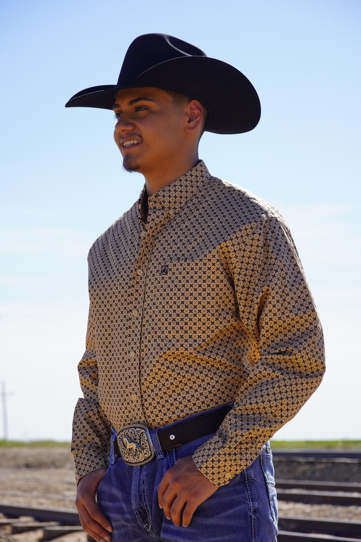 Brown Rust Geometric Print Classic-SKCL2023041 041 *PLEASE SIZE DOWN*