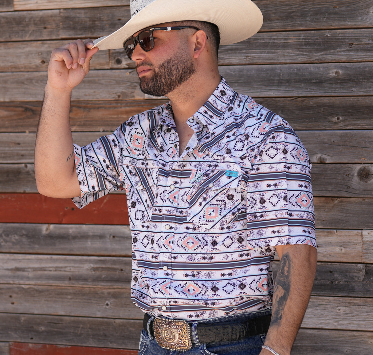 Men's Cowboy Tech Short Sleeve Pearl Snap - SKCL2023131