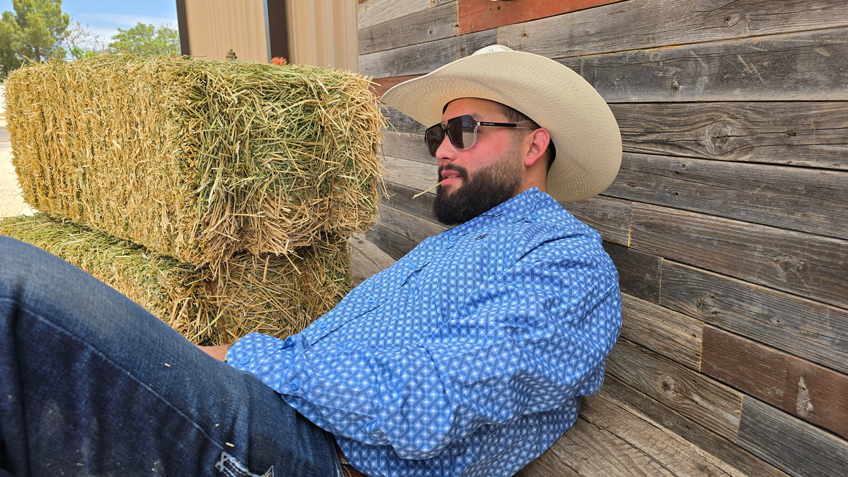 Sky Blue Diamond Print Classic Fit-SKCL2023010 010 *PLEASE SIZE DOWN*