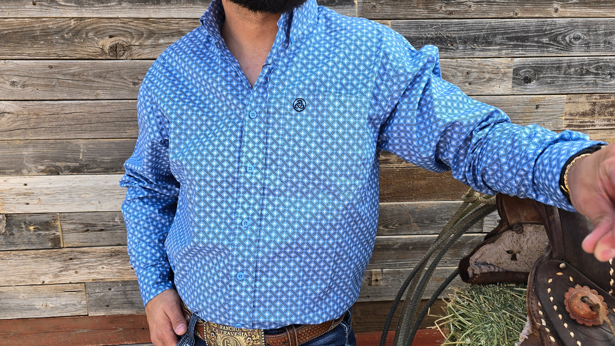 Sky Blue Diamond Print Classic Fit-SKCL2023010 010 *PLEASE SIZE DOWN*