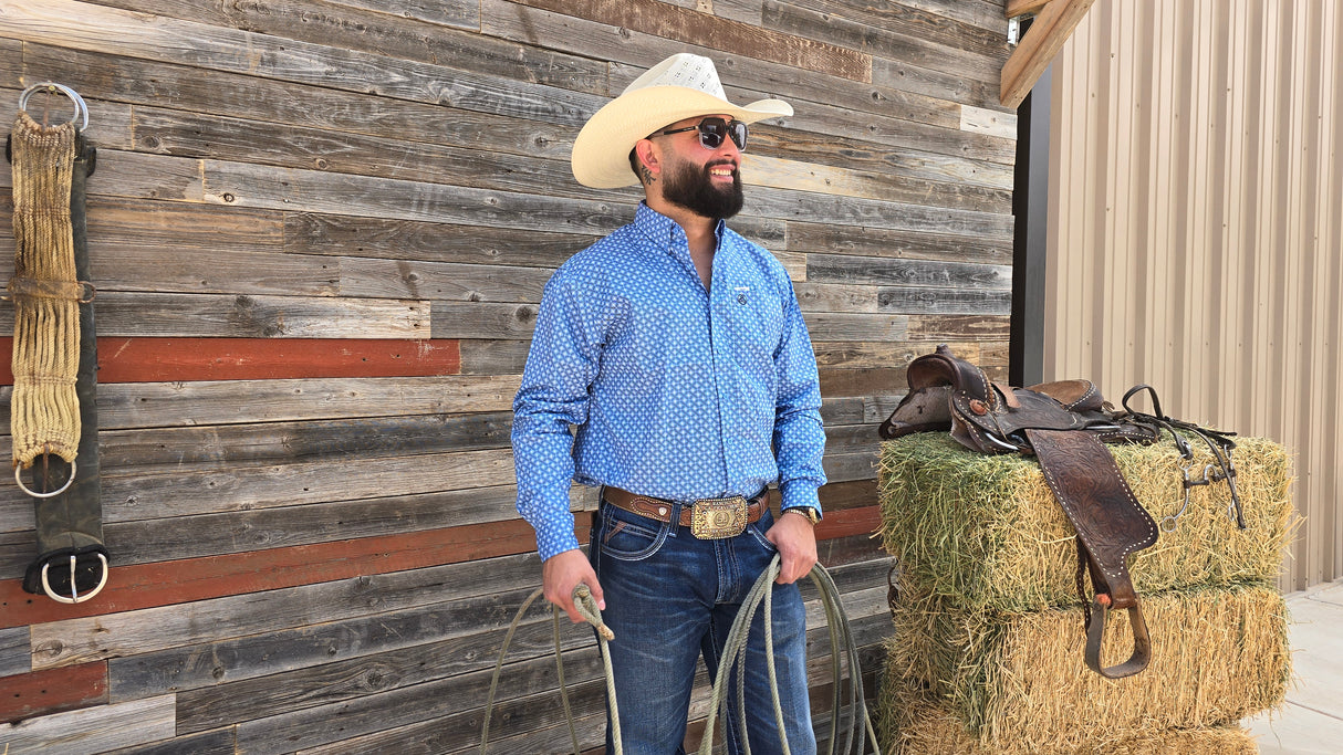 Sky Blue Diamond Print Classic Fit-SKCL2023010 010 *PLEASE SIZE DOWN*