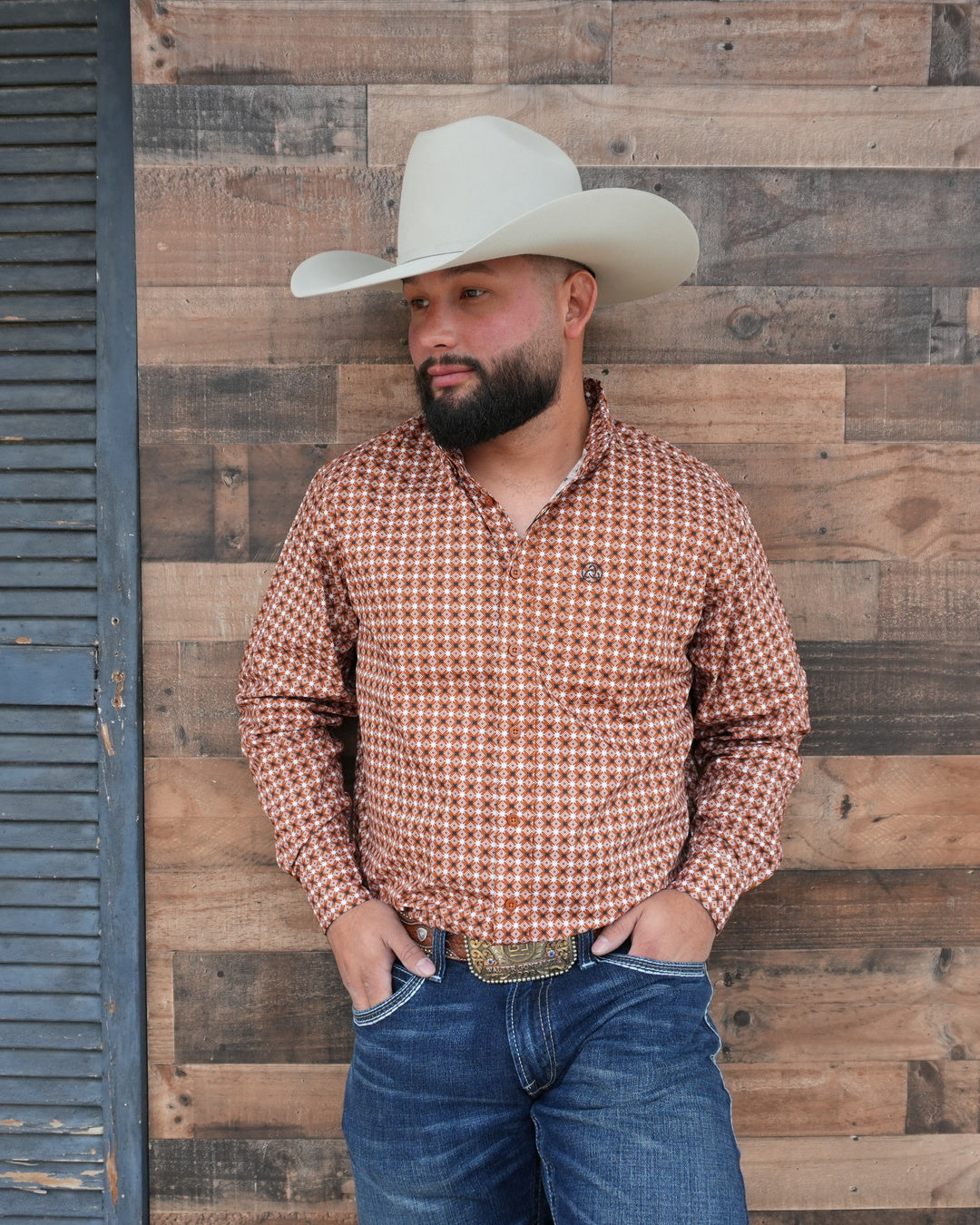 Rustic Brown White Stars Classic-SKCL2023035 035 *PLEASE SIZE DOWN*