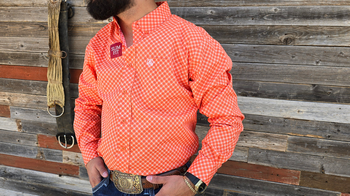 Orange Diamond Print Slim Fit-SKCL2023030 030