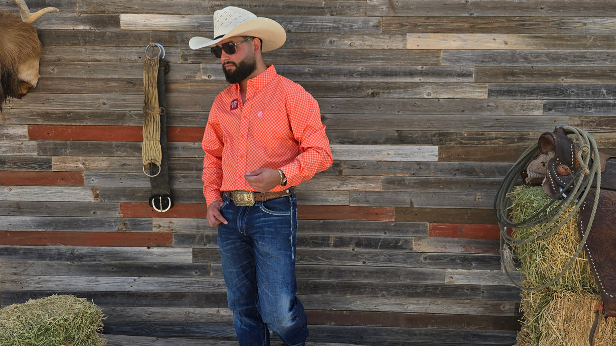 Orange Diamond Print Slim Fit-SKCL2023030 030