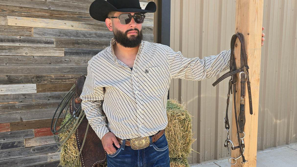 Cream with Black Print Slim Fit-SKCL2023002 002 *PLEASE SIZE DOWN*