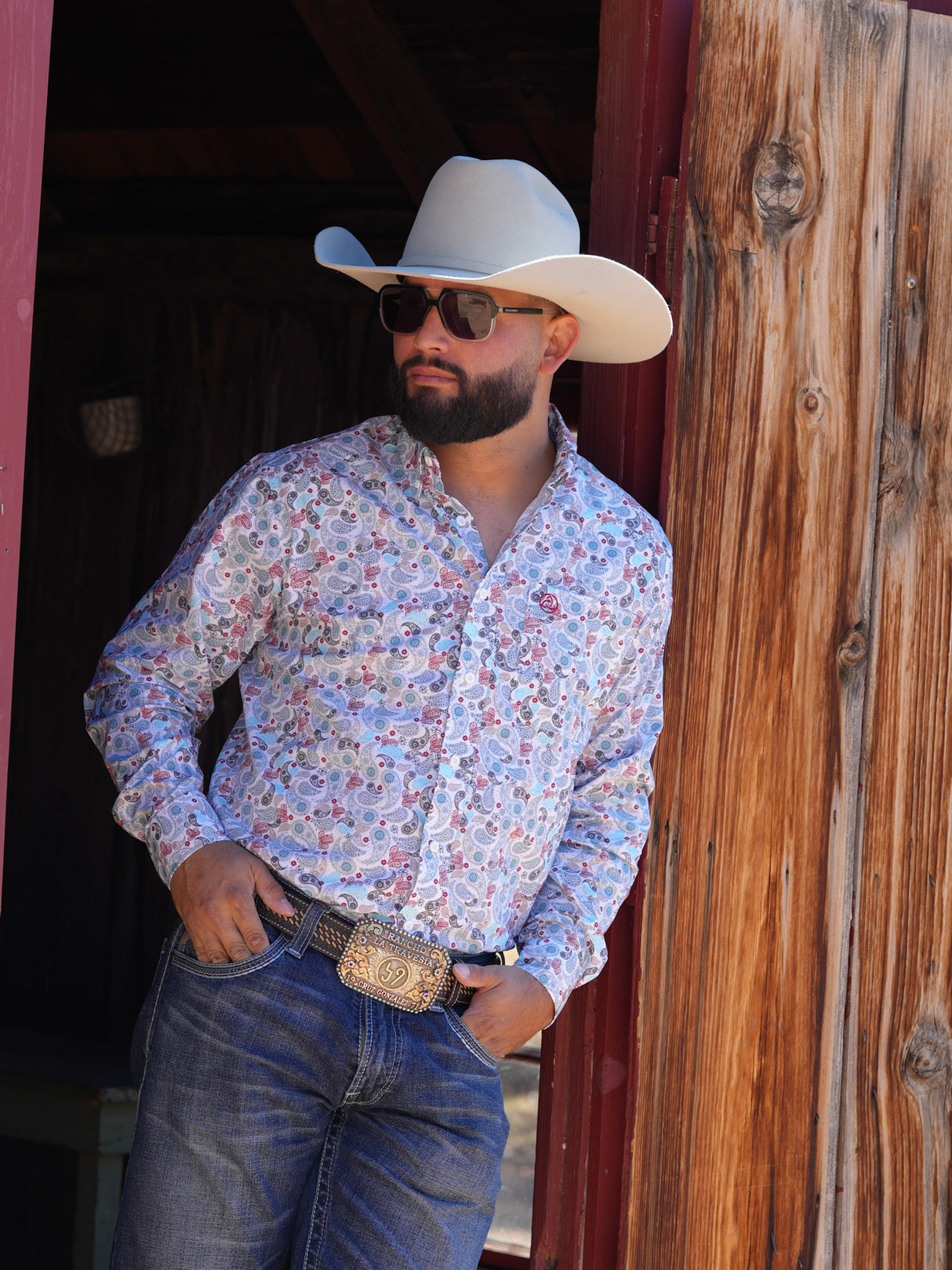 Men's Slim Paisley Button Up 121