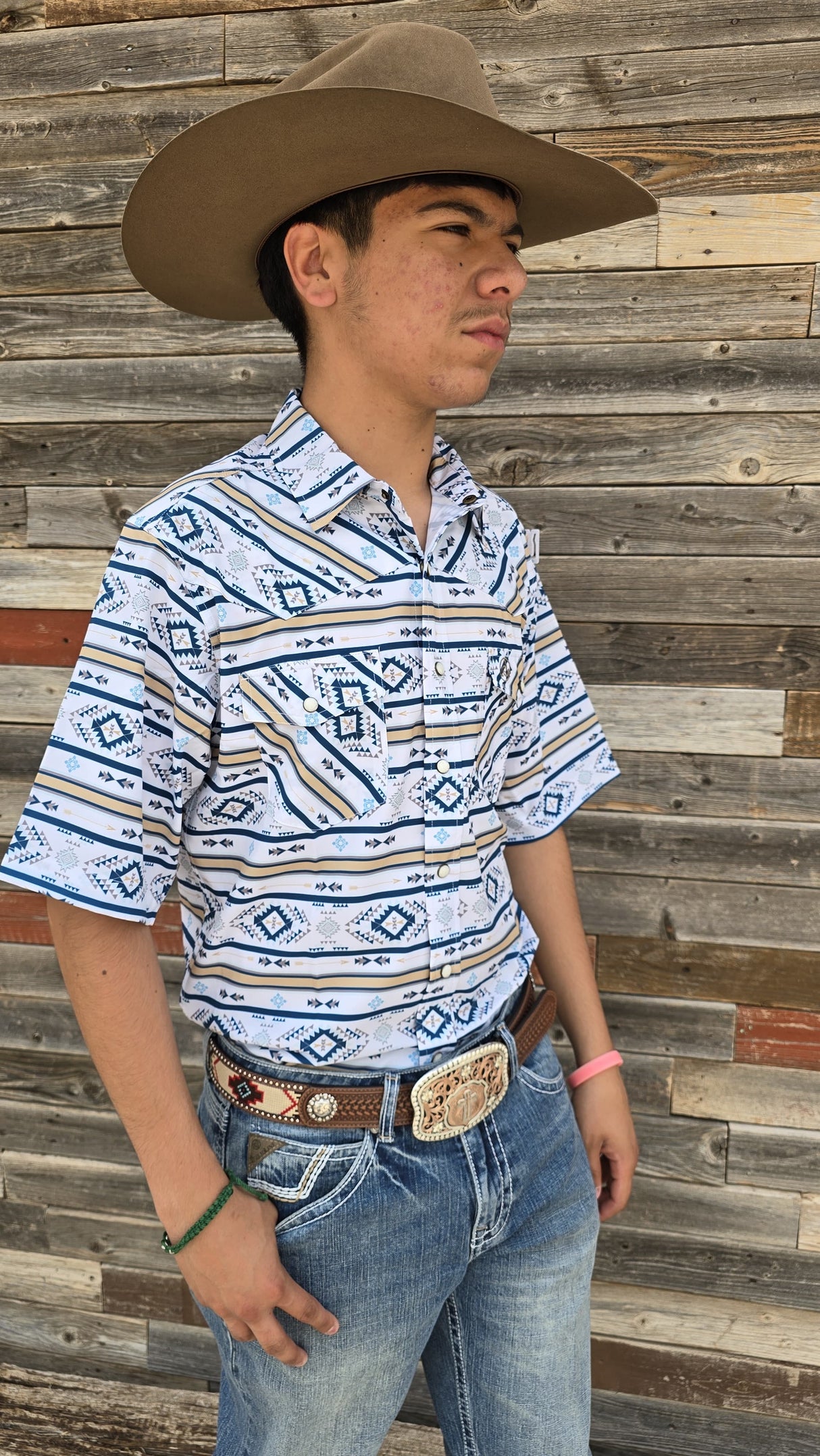 Men's Cowboy Tech Short Sleeve Pearl Snap - SKCL2023142
