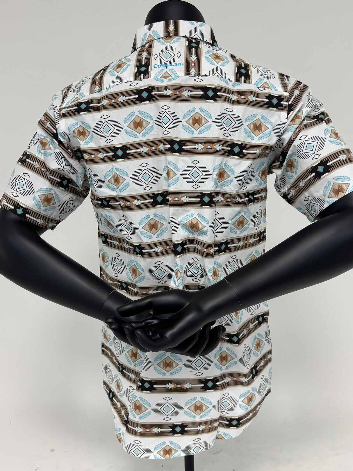 Brown & Blue Aztec Stripe Button Up SKCL2023172 - SS / 172