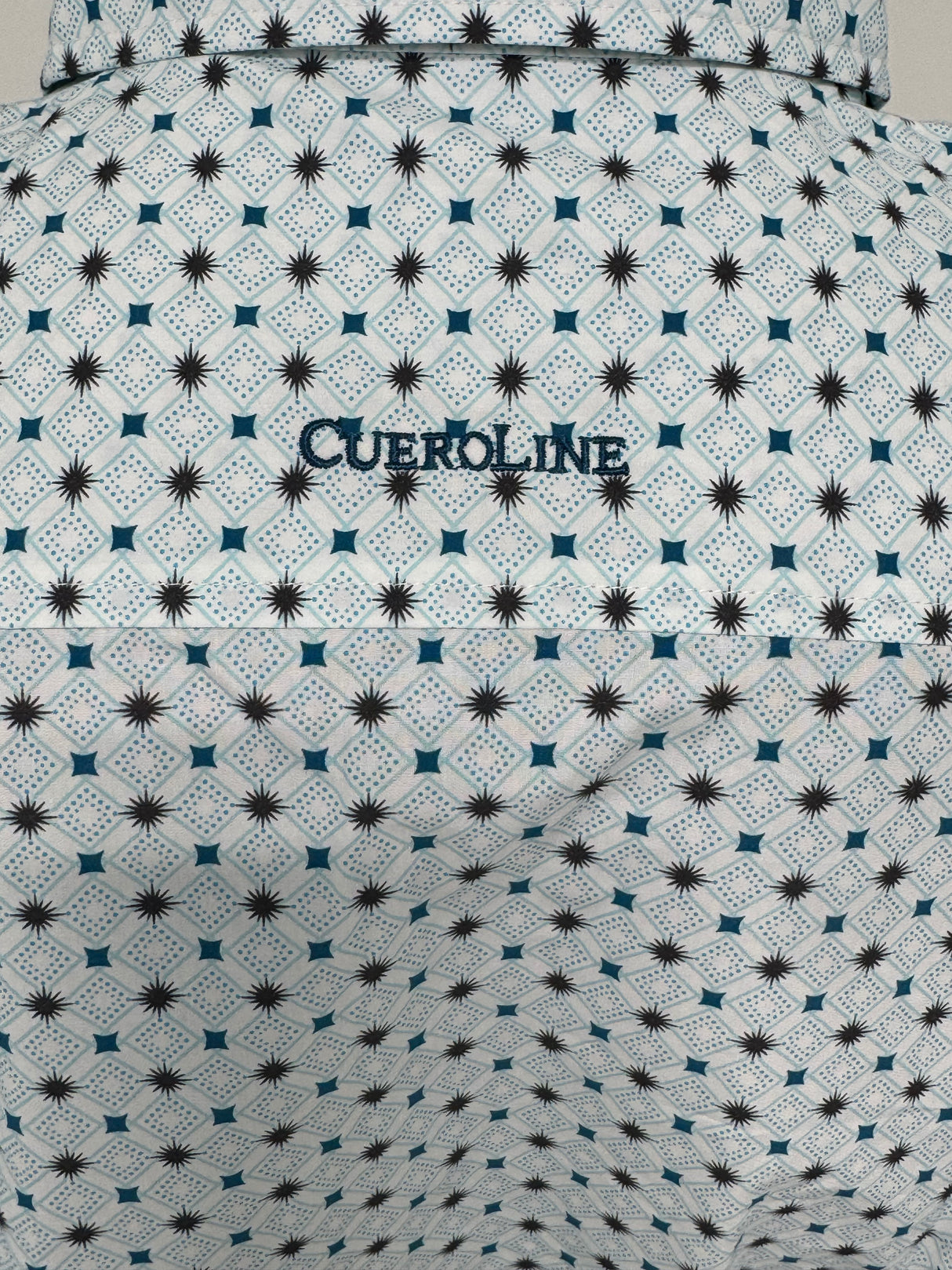 Light Blue Geometric Star Button Up SKCL2023171 171-SS
