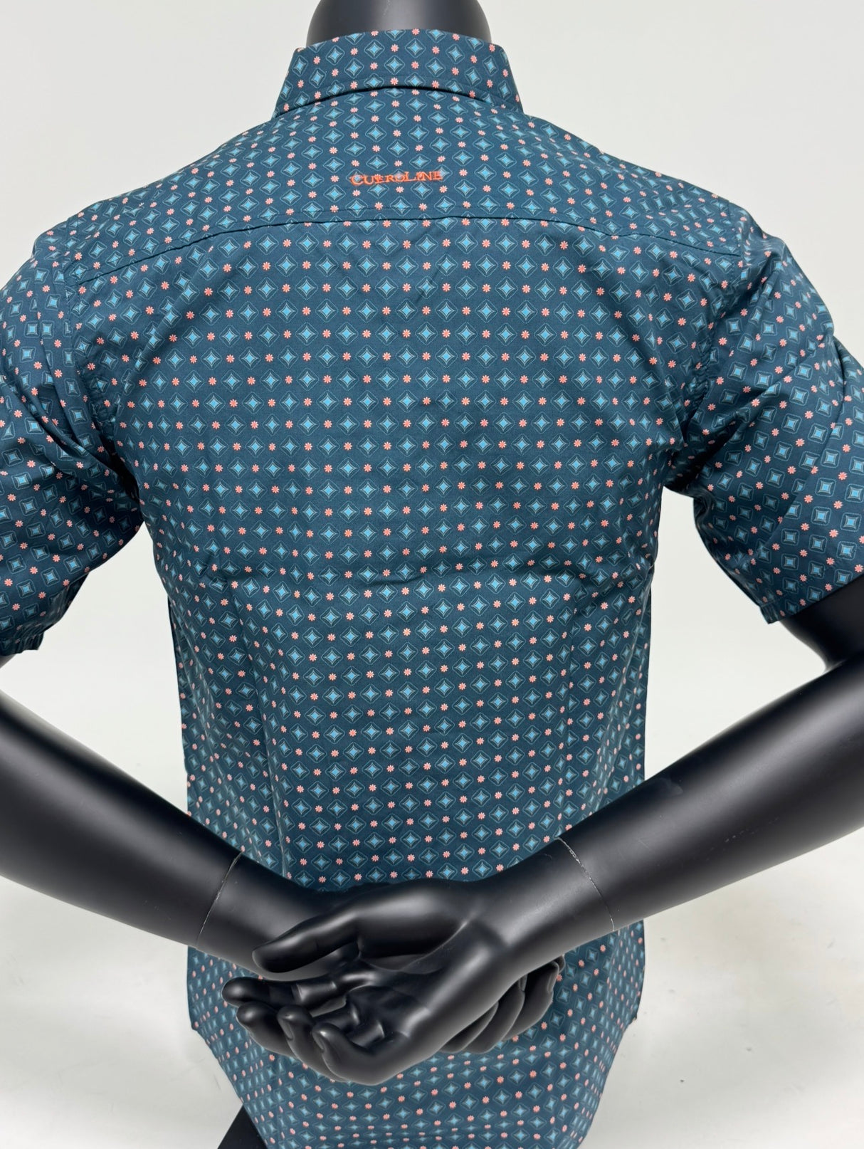 Blue & Salmon Short Sleeve Button Up SKCL2023169-SS 169-SS