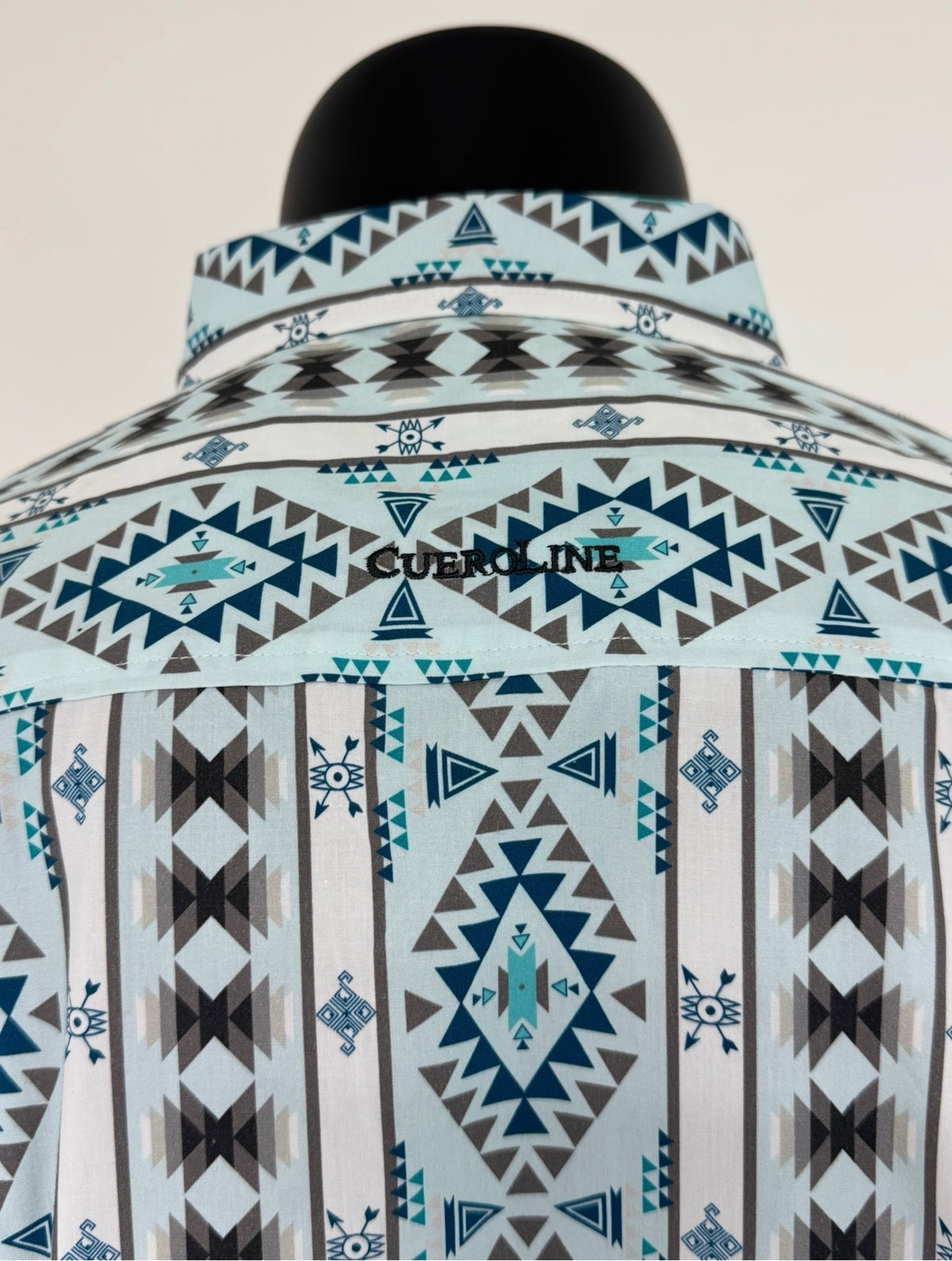 Light Blue Grey Aztec Stripe Button Up SKCL2023156 156