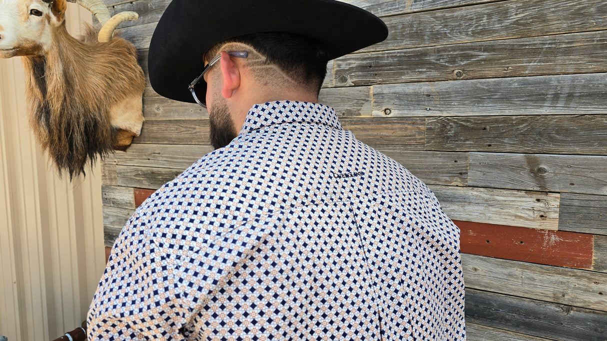 Navy Diamond Print Classic Fit-SKCL2023021 021 *PLEASE SIZE DOWN*