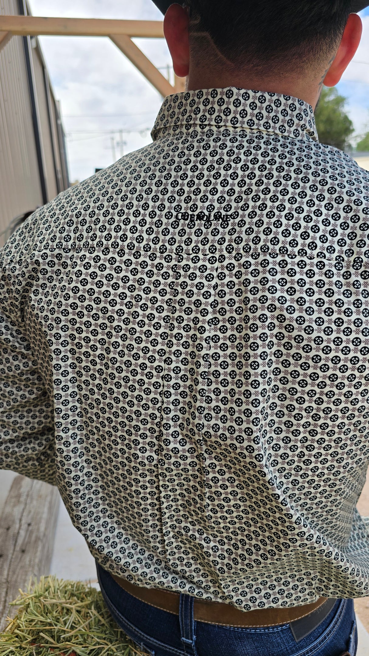 Pale Yellow Black Small Aztec Print Classic Fit - SKCL2023003 - 003 **PLEASE SIZE DOWN**