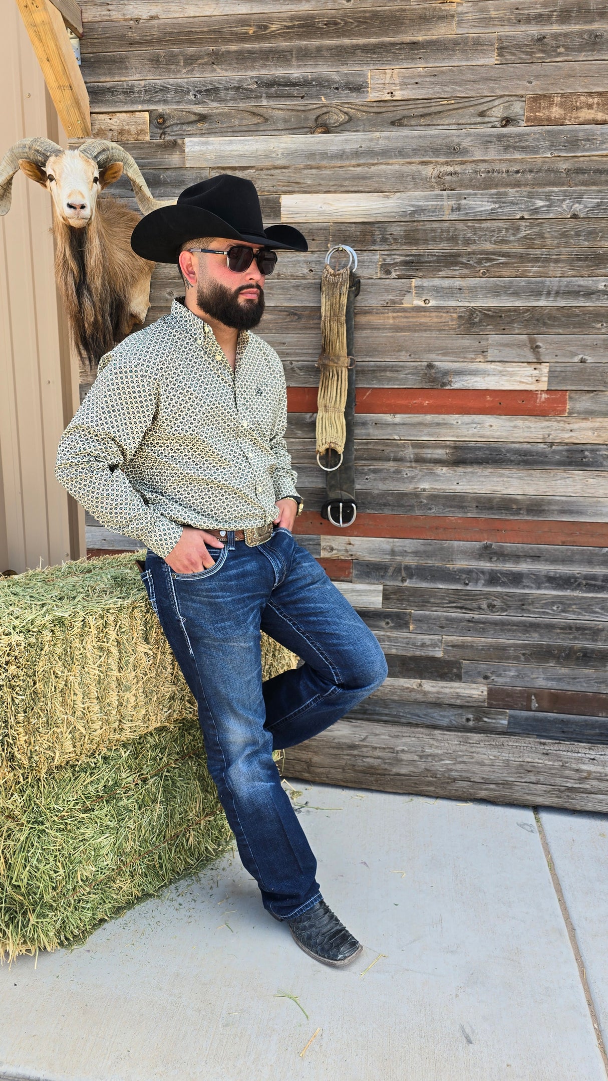 Pale Yellow Black Small Aztec Print Classic Fit - SKCL2023003 - 003 **PLEASE SIZE DOWN**