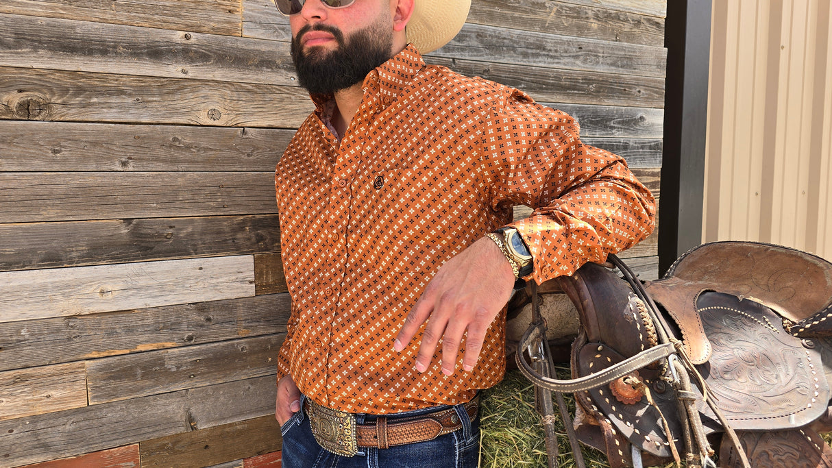 Rustic Brown White & Black Specs Classic Fit-SKCL2023028 028 *PLEASE SIZE DOWN*