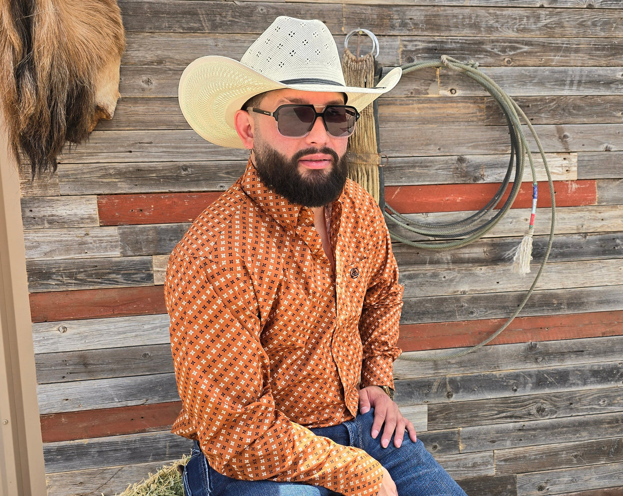 Rustic Brown White & Black Specs Classic Fit-SKCL2023028 028 *PLEASE SIZE DOWN*