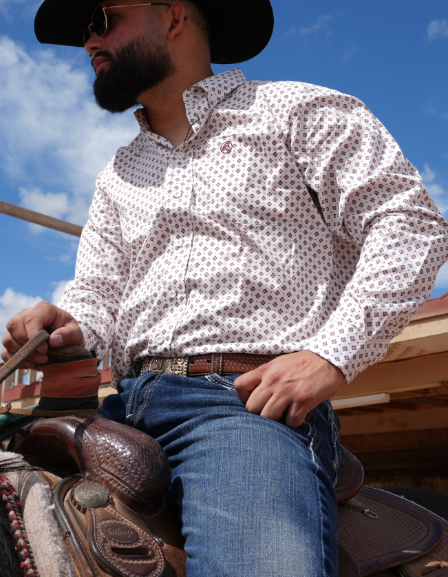 White, Red Aztec Figures Classic Fit - SKCL2023023 023 *PLEASE SIZE DOWN*