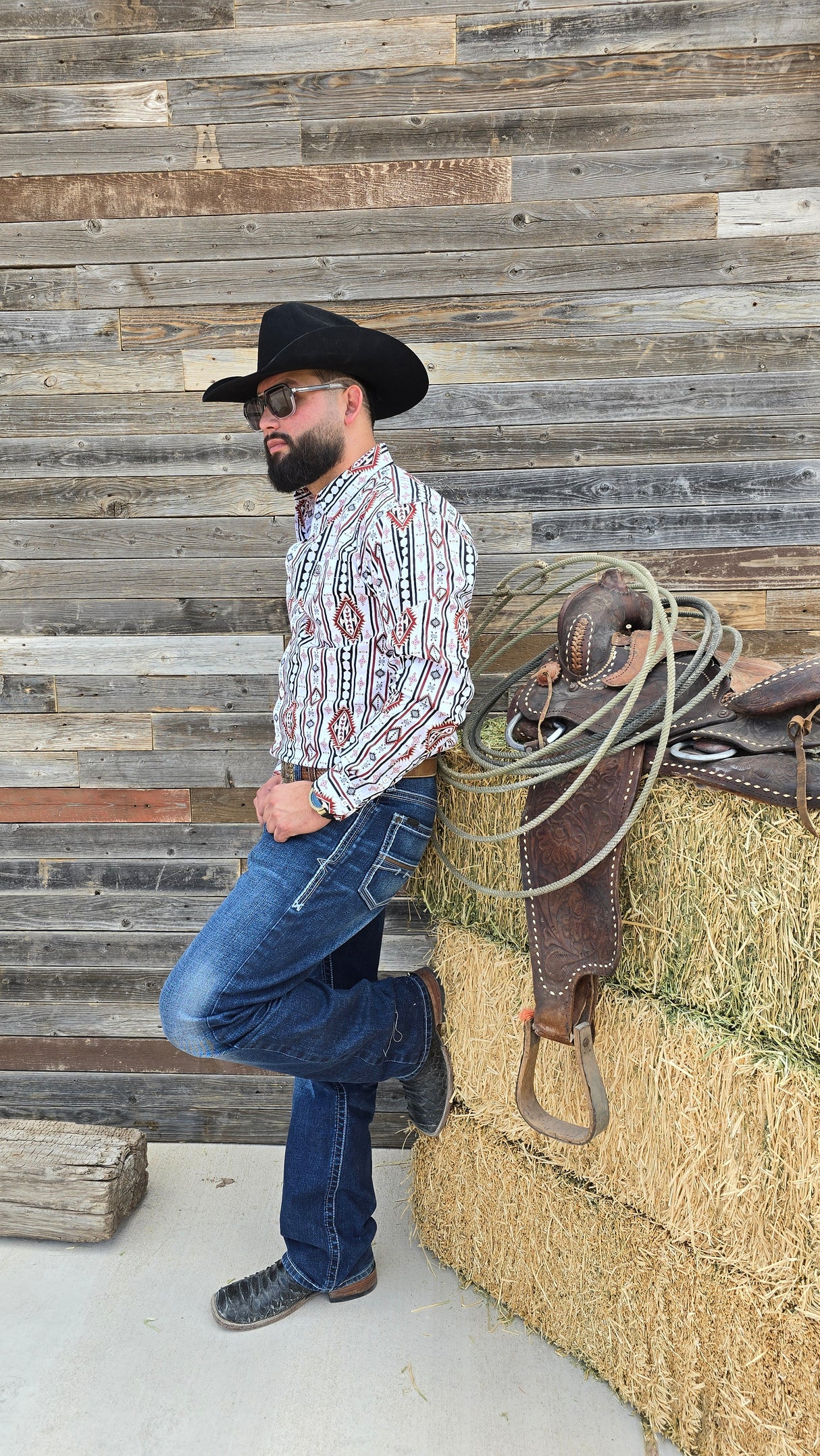 White Burgundy Aztec Slim Fit-SKCL2023050 050