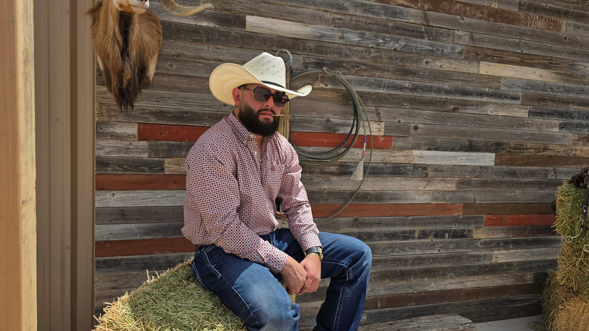 White with Red Squares Classic Fit-SKCL2023022 022 *PLEASE SIZE DOWN*