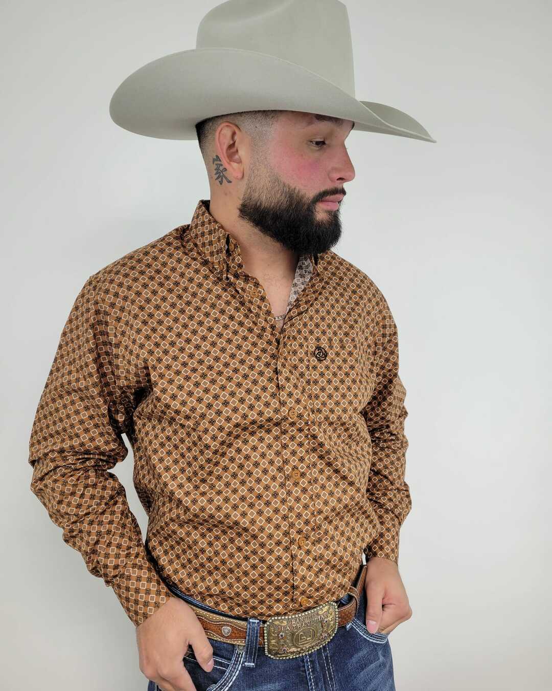 Brown Rust Geometric Print Classic-SKCL2023041 041 *PLEASE SIZE DOWN*