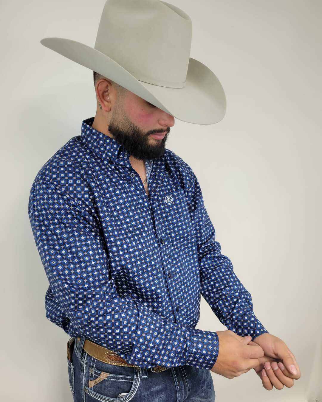 Blue Geometric Print on Black Classic-SKCL2023005 005 *PLEASE SIZE DOWN*