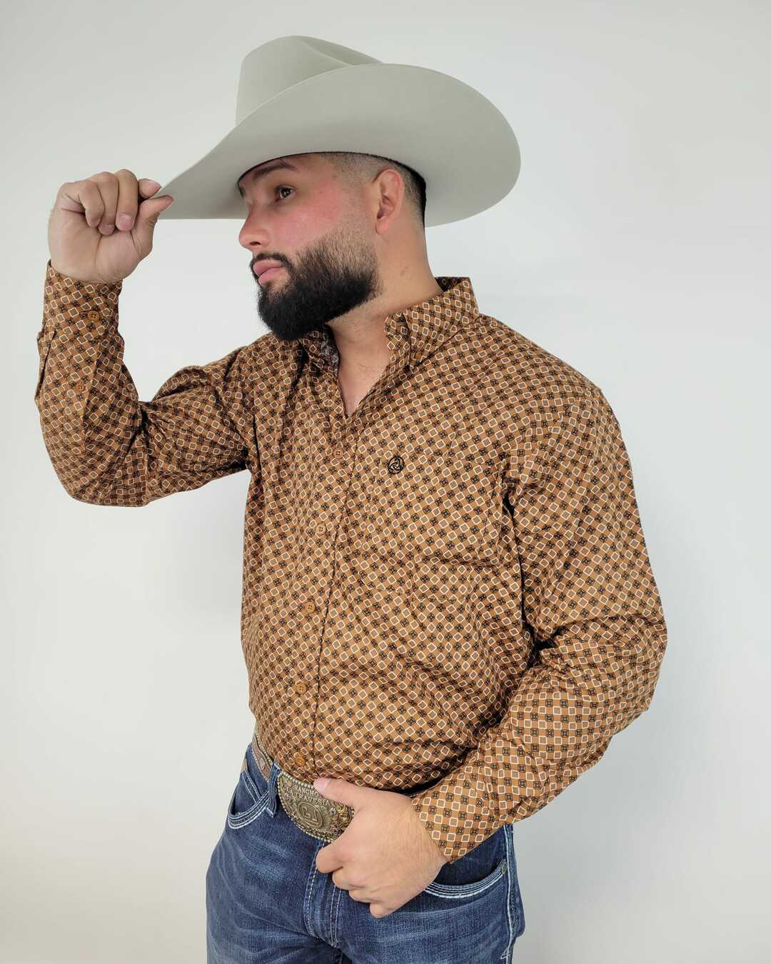 Brown Rust Geometric Print Classic-SKCL2023041 041 *PLEASE SIZE DOWN*