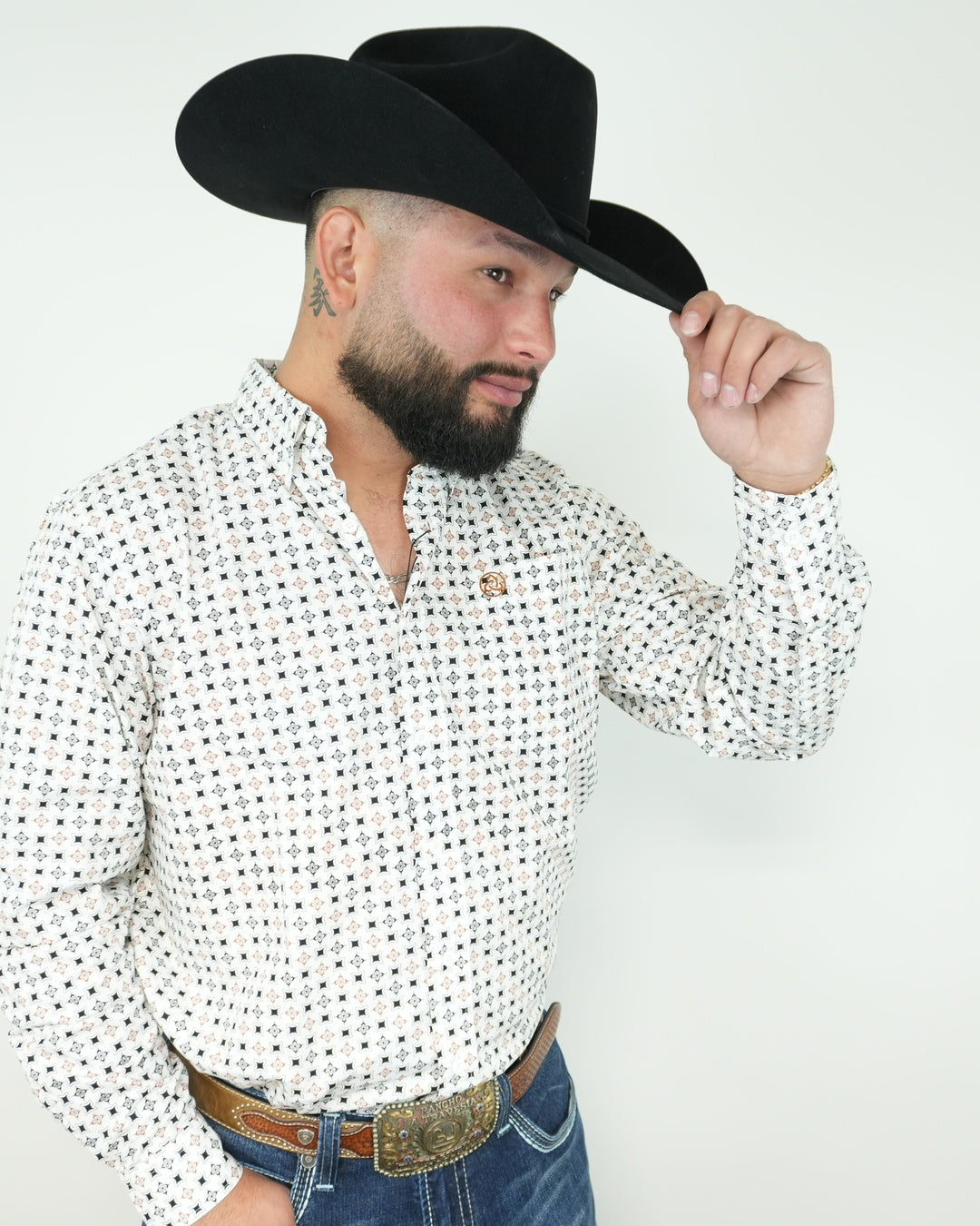 White Rust Geometric Print Classic-SKCL2023045 045*PLEASE SIZE DOWN*