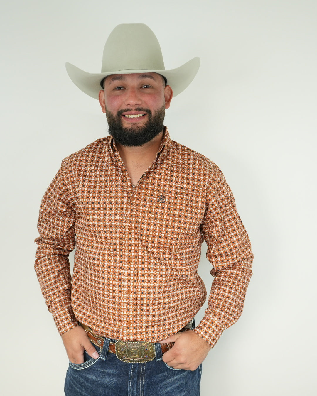 Rustic Brown White Stars Classic-SKCL2023035 035 *PLEASE SIZE DOWN*