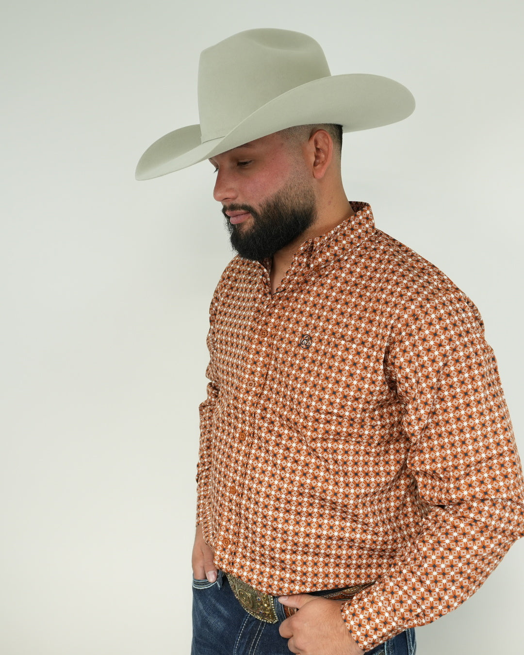 Rustic Brown White Stars Classic-SKCL2023035 035 *PLEASE SIZE DOWN*