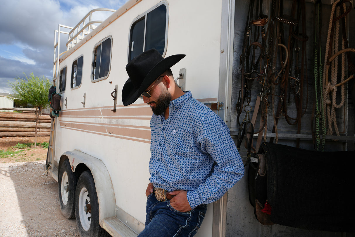 Navy BLue Aztec Print Classic FIt - SKCL2023013 013 *PLEASE SIZE DOWN*