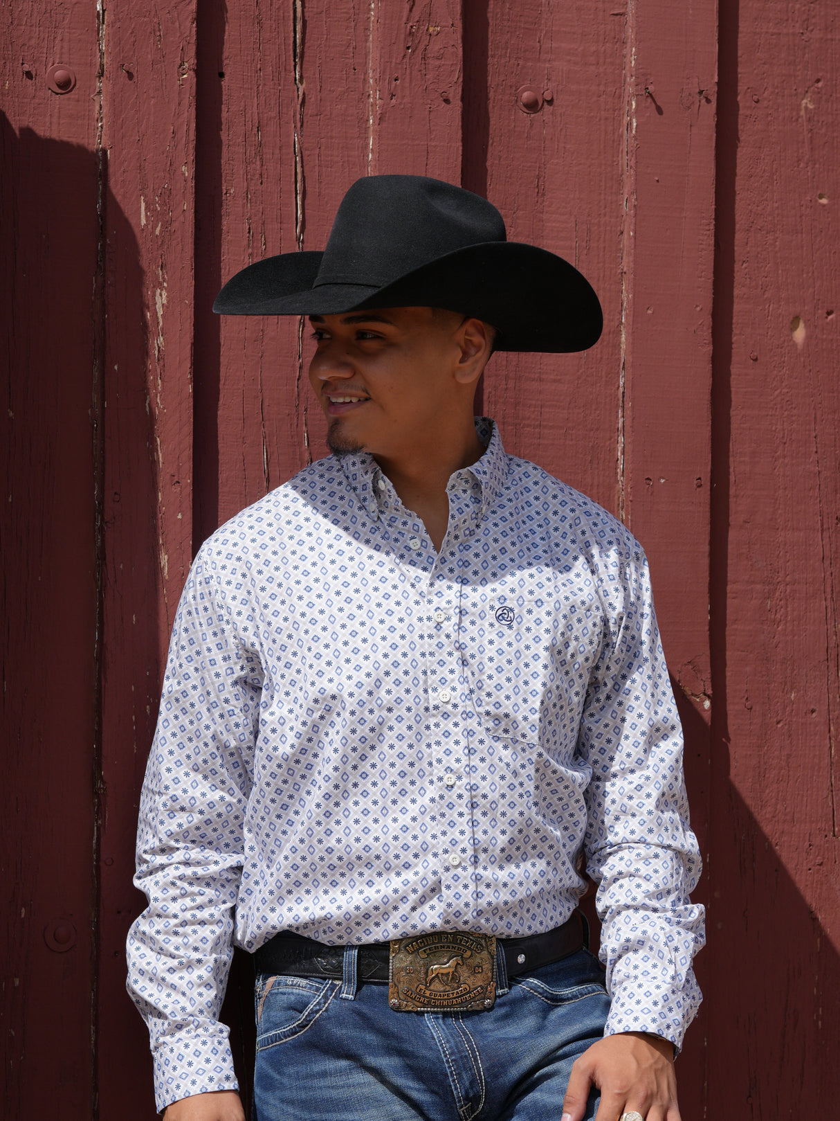 White, Blue Aztec Print Classic Fit - SKCL2023012 012 *PLEASE SIZE DOWN*