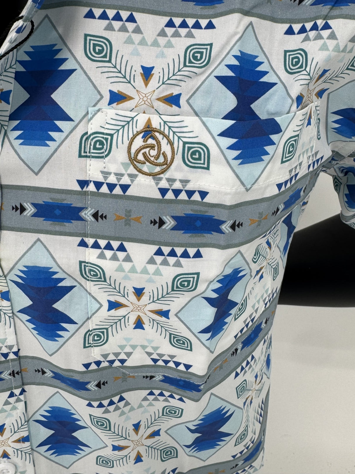 Blue Feather Aztec Slim Fit Button Up - SKCL2023153 - SS 153
