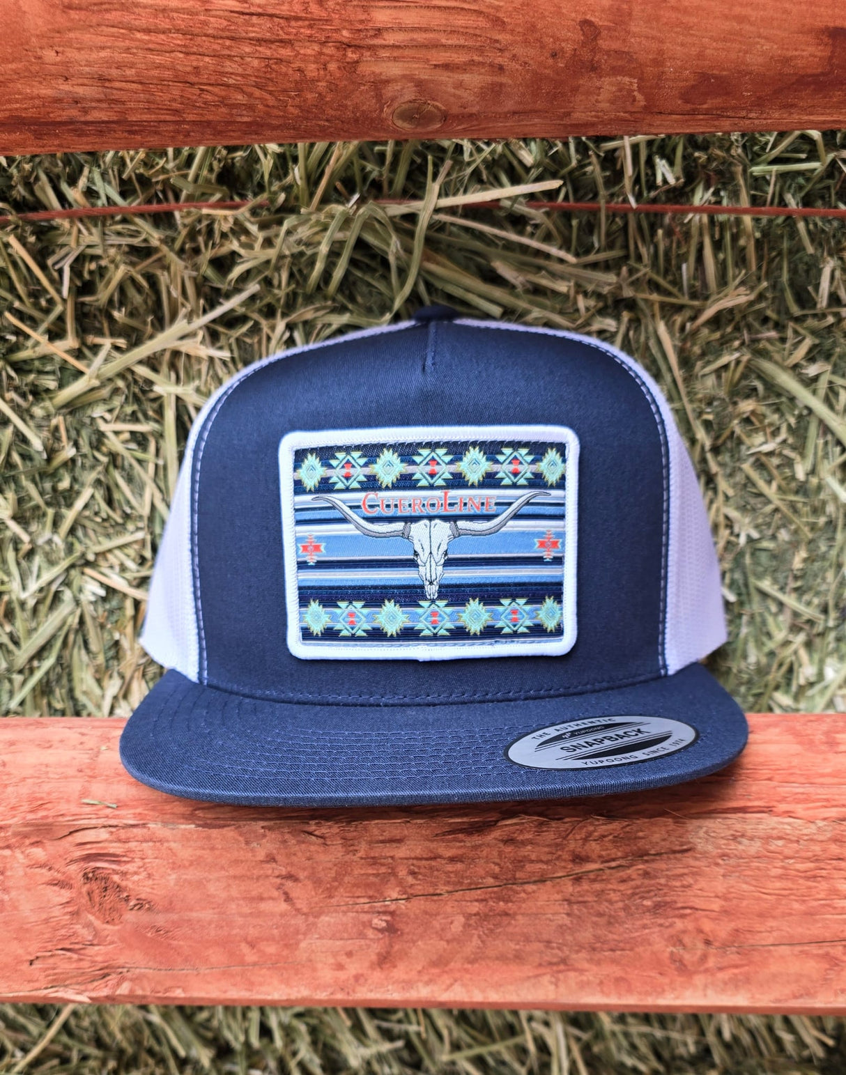 Aztec Long Horn Snapback Cap Blue/White