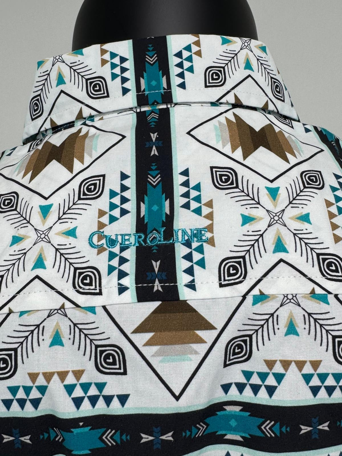 Brown Aztec Stripe Short Sleeve Button Up SKCL2023151 151-SS