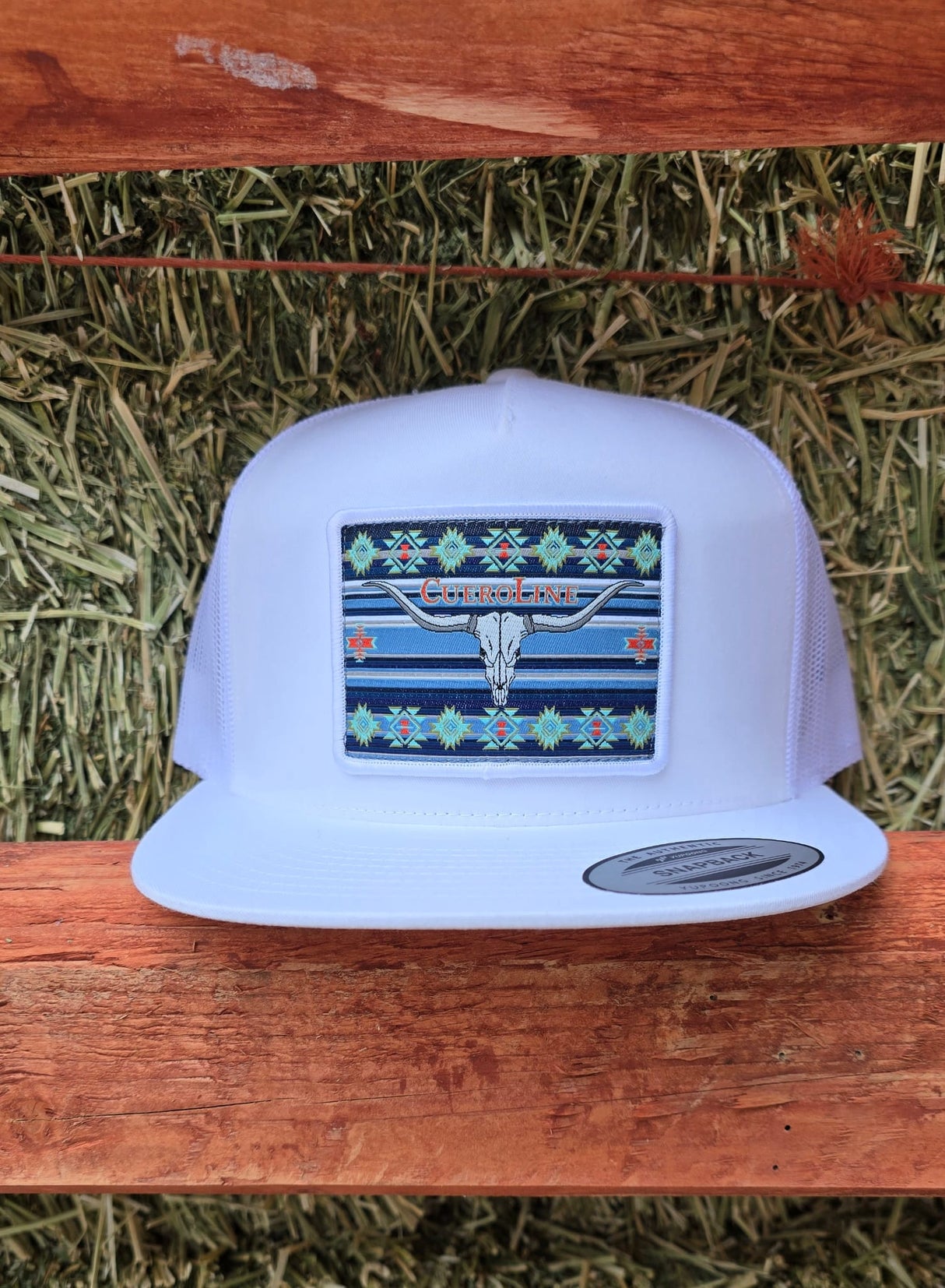 Aztec Long Horn Snapback Cap White/White