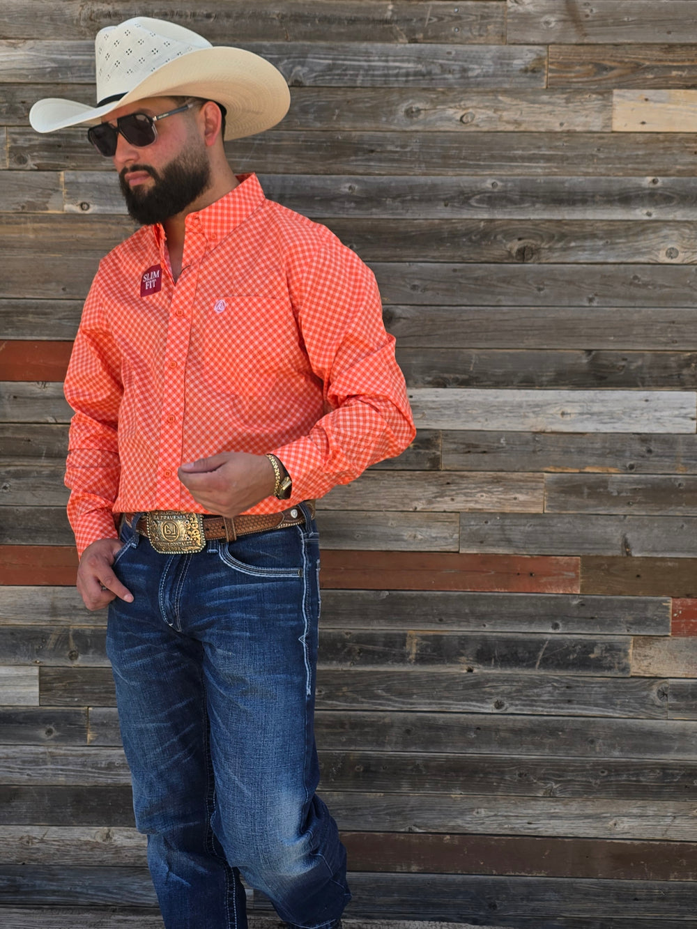 Orange Diamond Print Slim Fit-SKCL2023030 030