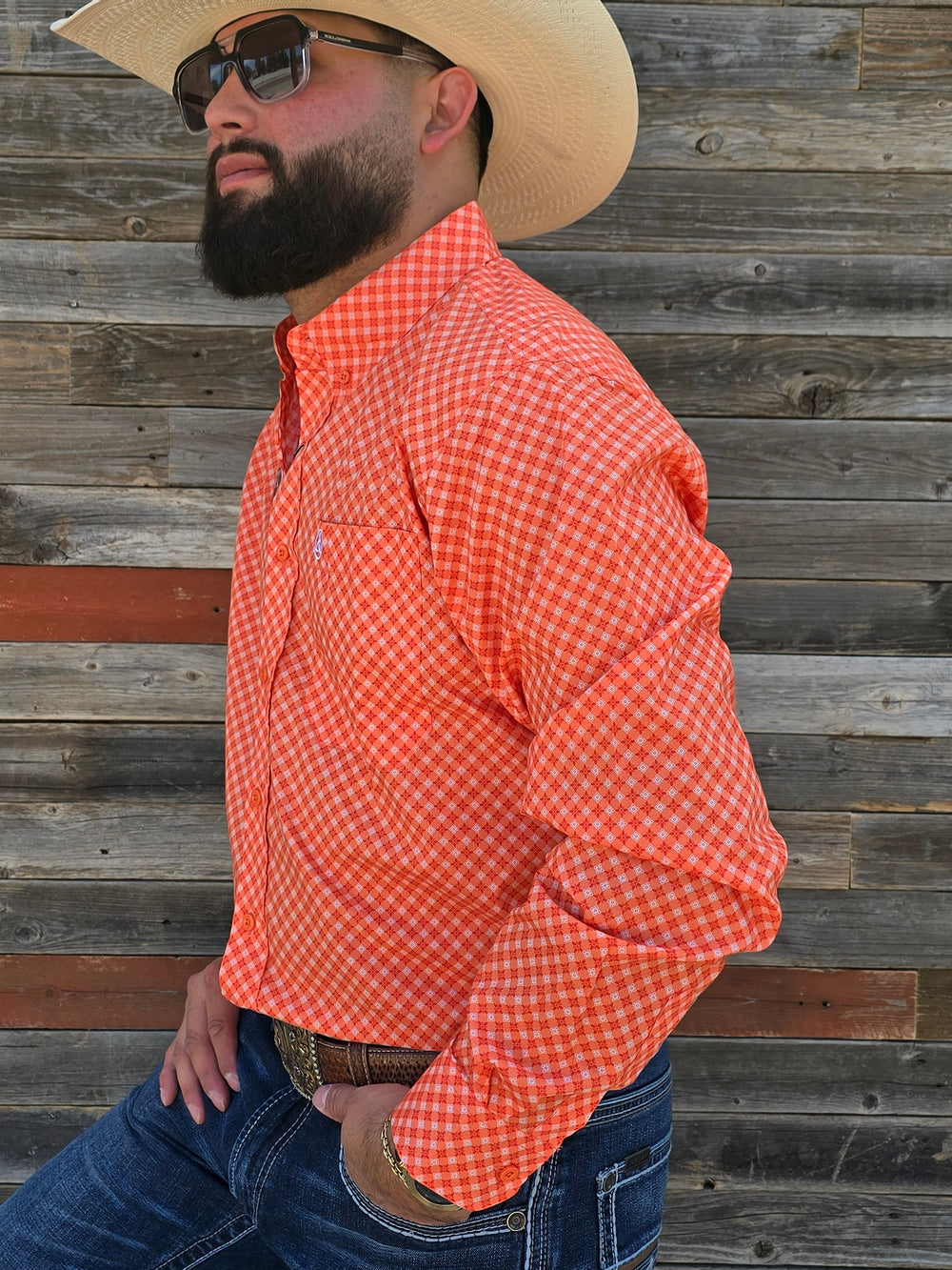 Orange Diamond Print Slim Fit-SKCL2023030 030