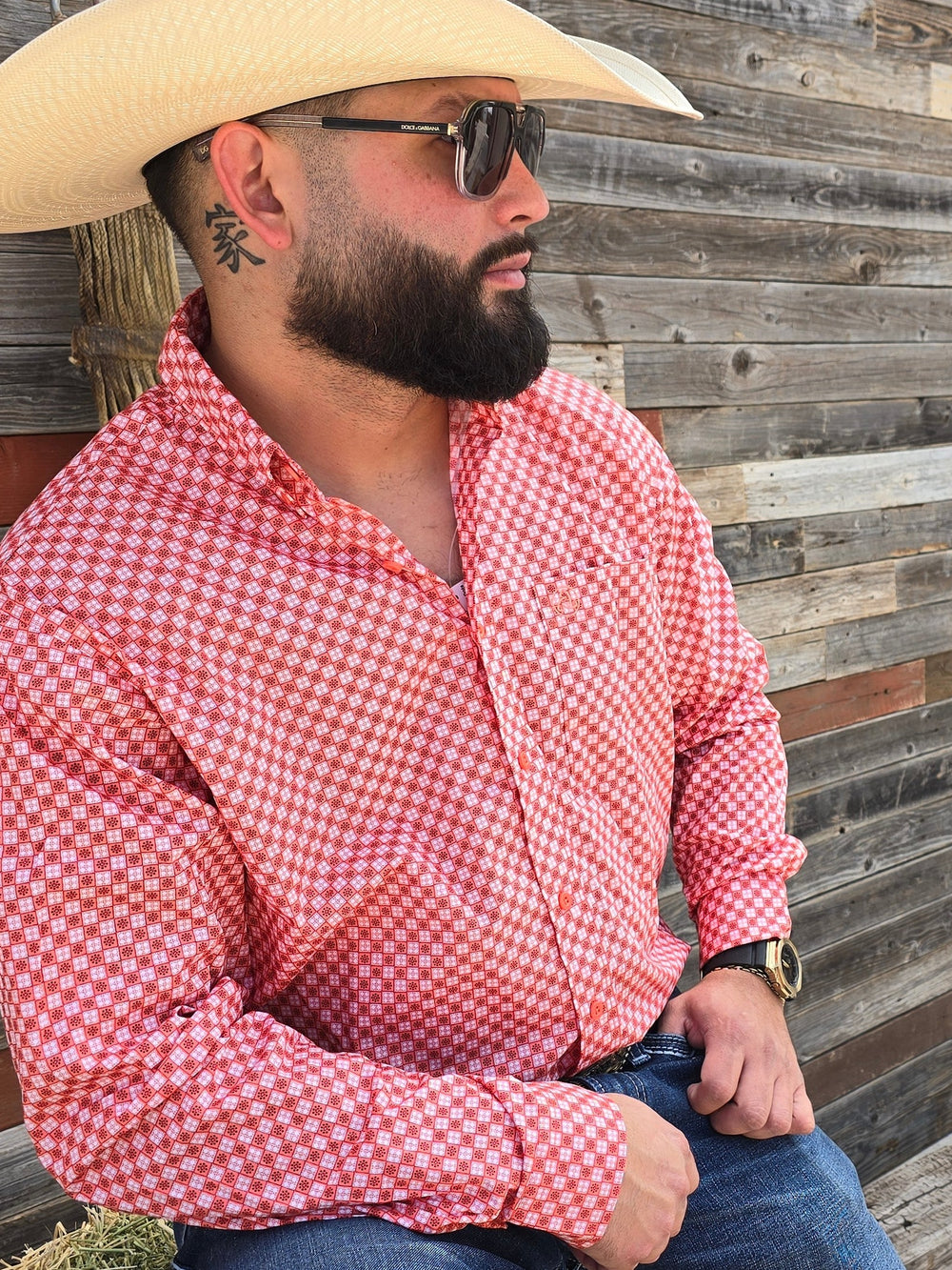 Coral White Dots Print Classic Fit-SKCL2023019 019 *PLEASE SIZE DOWN*