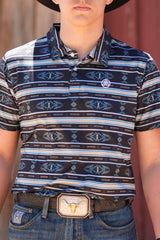 Men's Black & Teal Aztec Polo - P26