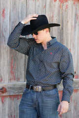 Black Geometric Button Up SKCL2023155 155