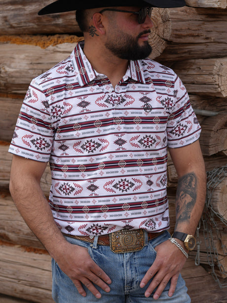 RED/WHITE AZTEC POLO - P37