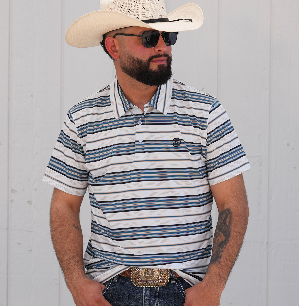 The Atlantic Cream & Blue Polo - P48