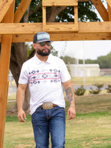 Men's White Aztec Polo - 06