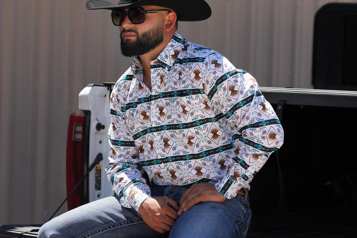 Brown Aztec Stripe Button Up SKCL2023151 151