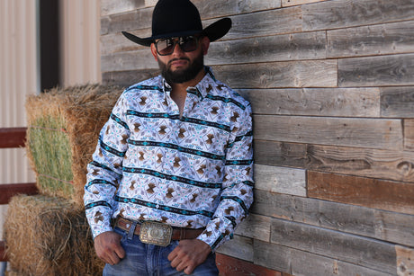Brown Aztec Stripe Button Up SKCL2023151 151