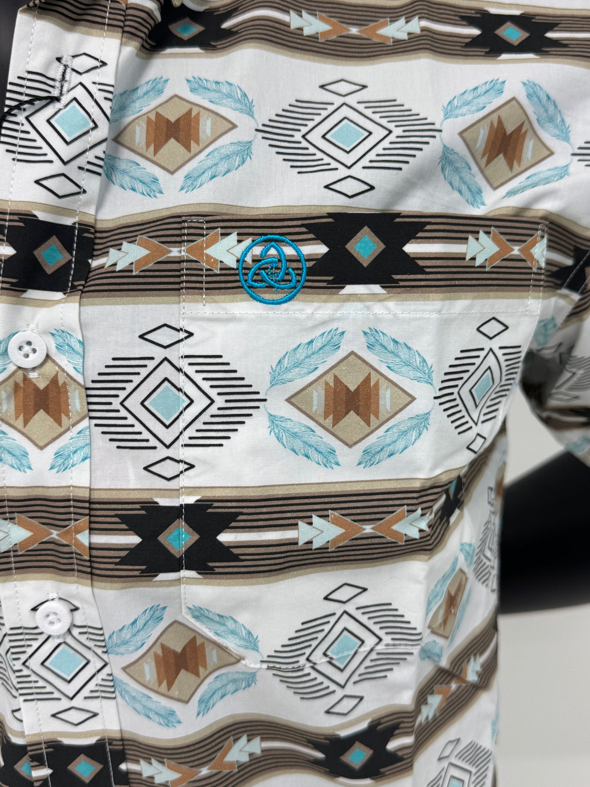Brown & Blue Aztec Stripe Button Up SKCL2023172 - SS / 172
