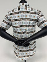 Brown & Blue Aztec Stripe Button Up SKCL2023172 - SS / 172