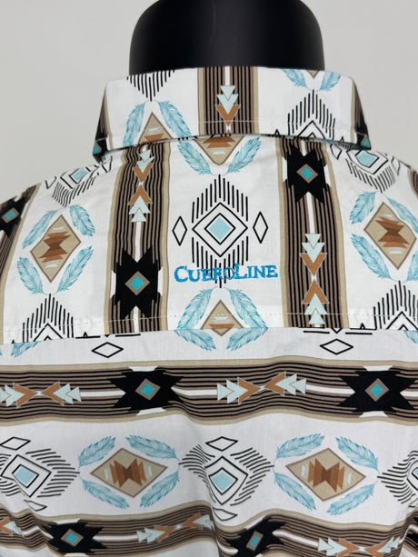 Brown & Blue Aztec Stripe Button Up SKCL2023172 - SS / 172